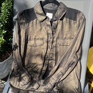 Reiss Metallic Black and Gold Button Down Shirt